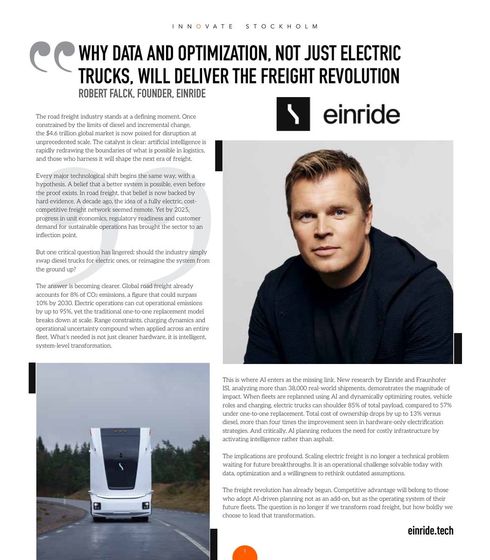 Page from INNOVATE Stockholm: Why data and optimisation, not just electric trucks, will deliver the freight revolution